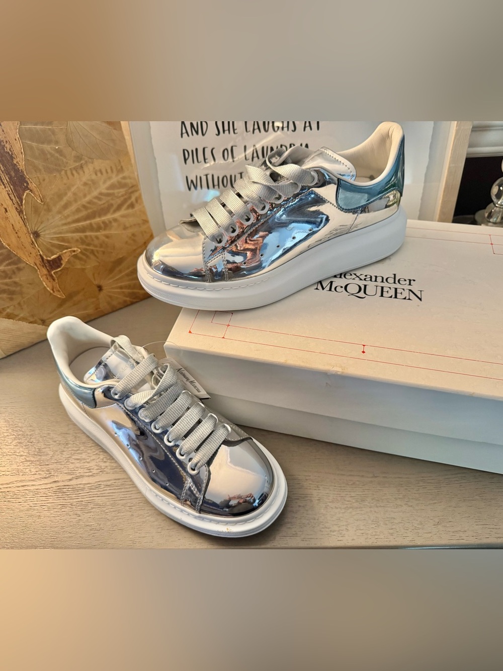 Alexander McQueen Oversized Silver Mirror Sneakers EU 41 US 8 NWT